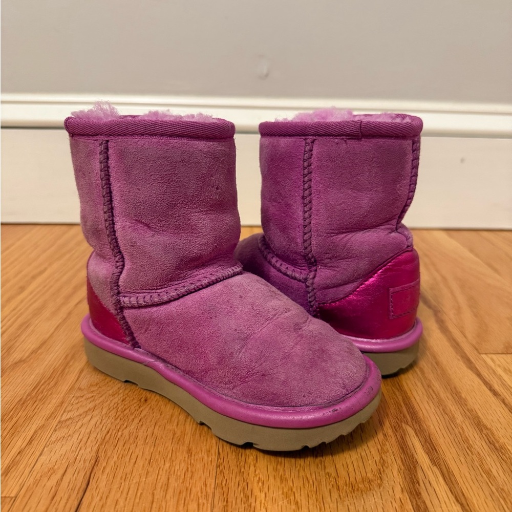 Girls Pink Uggs with Metallic heel